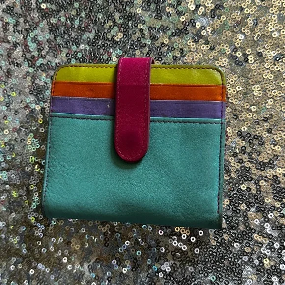 Colorful Bi-Fold Genuine Leather Cards Wallet For Women - Picture 14 of 16